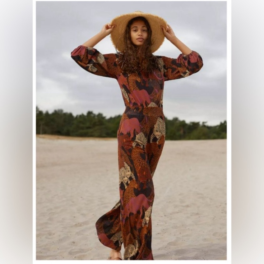 Farm Rio Animalia Mirana Jumpsuit Medium for Anthropologie